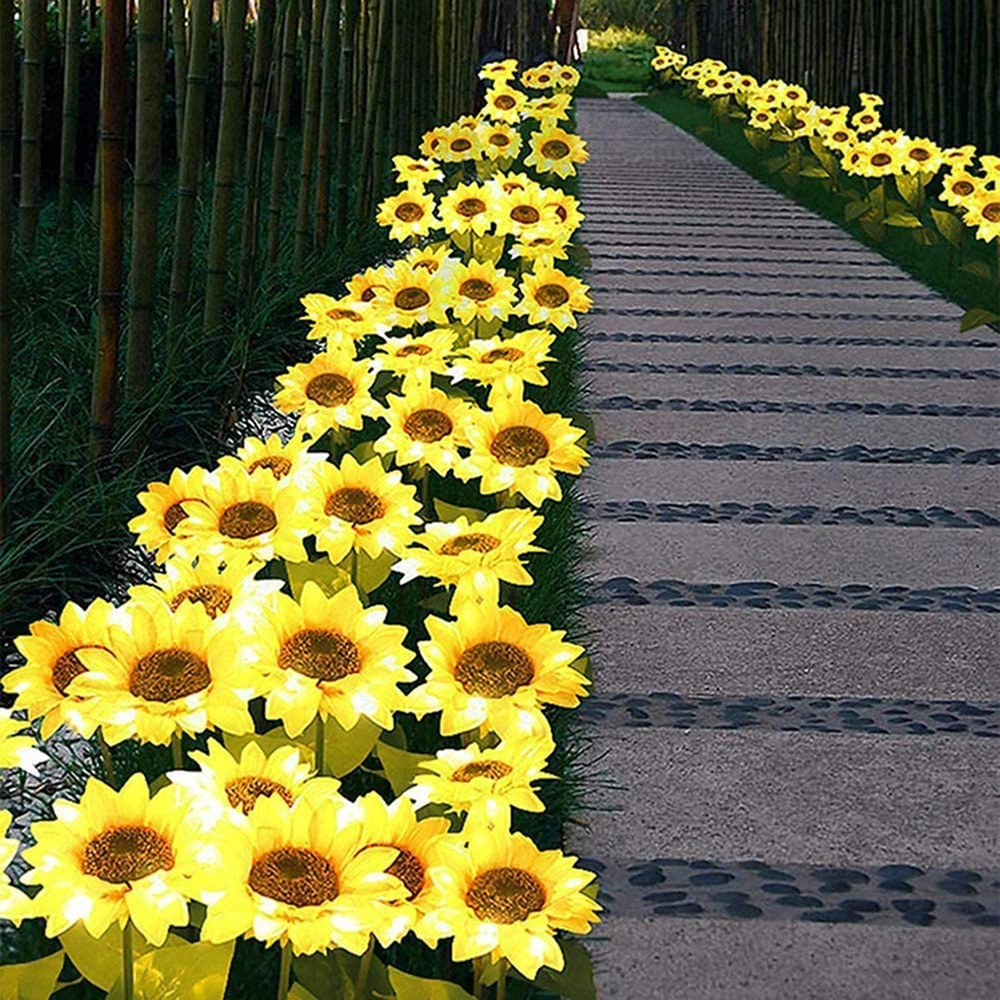 Solar Sunflowers Outside Garden Lawn Light IP65 Waterproof Solar Flowers Pathway Light for Patio Yard Wedding Holiday Decoration