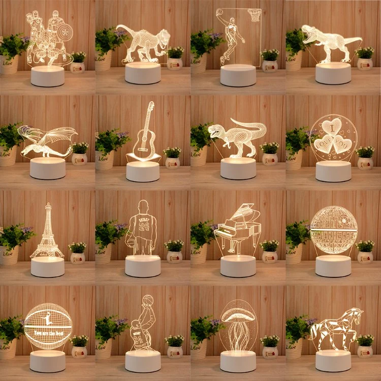 Creative Bedroom Cartoon Kids USB Bedside Lamp Table Lamp Holiday Gift Small LED 3D Night Lighting