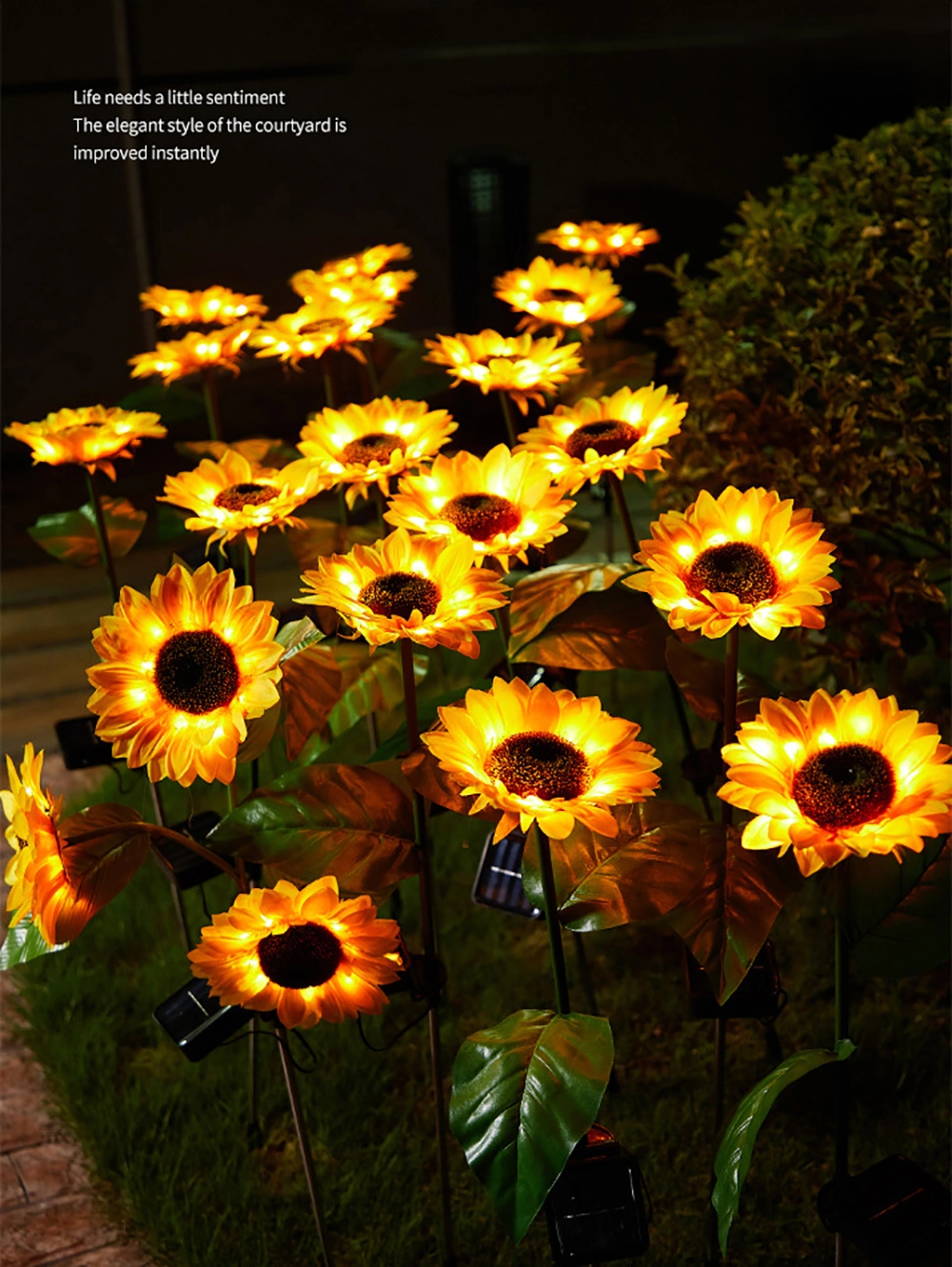 Solar Sunflowers Outside Garden Lawn Light IP65 Waterproof Solar Flowers Pathway Light for Patio Yard Wedding Holiday Decoration