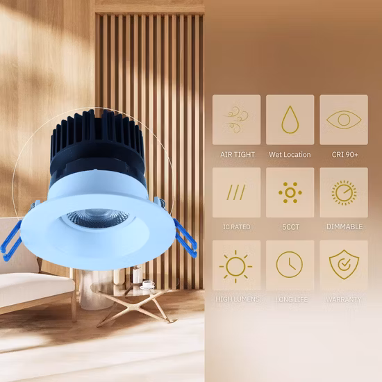 55 ミリメートルカットアウトスマートバスルーム寝室正方形ラウンド LED 屋内商業照明ダウンライト COB 天井ダウンライトダウンライト