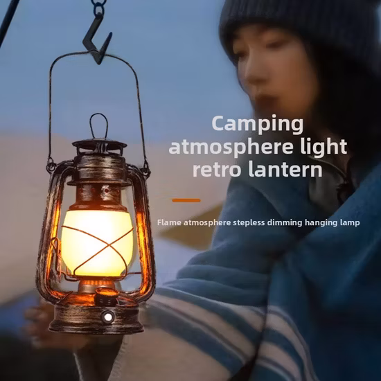 レトロクラシックポータブル充電式屋外屋内ランタン-R